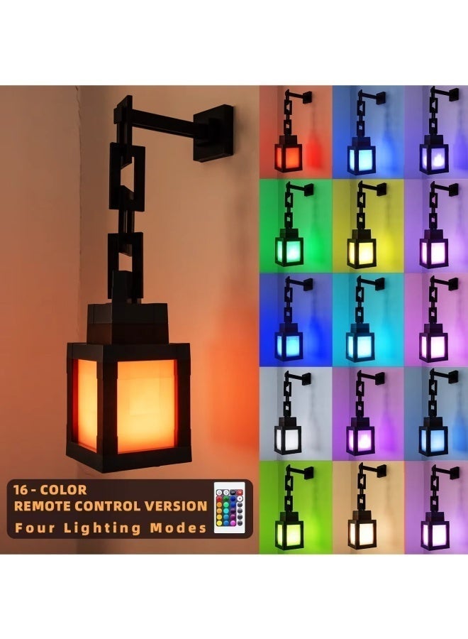 فانوس مضيء، فانوس بكسل، ضوء ليلي، فانوس مضيء بـ 16 لونًا، ضوء ليلي LED متغير الألوان مع جهاز تحكم عن بعد، ديكور منزلي مكتبي، زينة، فانوس احتفالي - Image 3